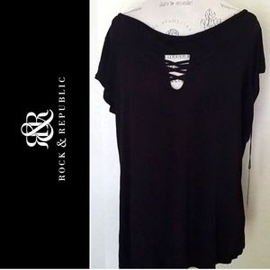 Rock & Republic Black Tie Top